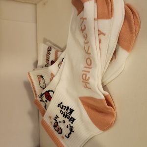 Sanrio Hello Kitty White and Peach colored Socks with multiple designs